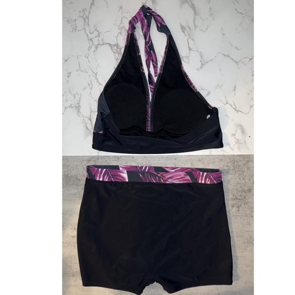 Shein Tropical Print Bikini Set Halter Wireless Bra Top & Shorts 2 piece set - Picture 10 of 10